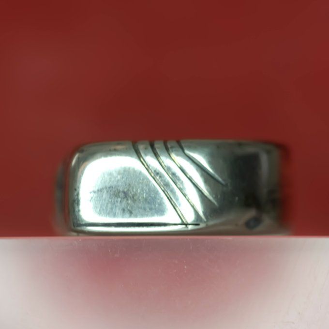 Chevalière difforme en argent et béryl jaune