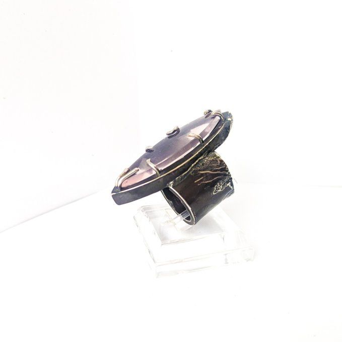 Shibuichi et quartz rose